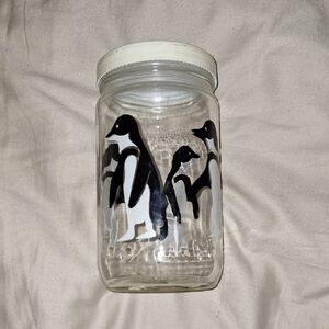 Brockway Penguin Glass Jar with White Lid